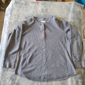 Duluth Trading Sweater Dark Gray Henley Stretch Casual Modern Mens Large